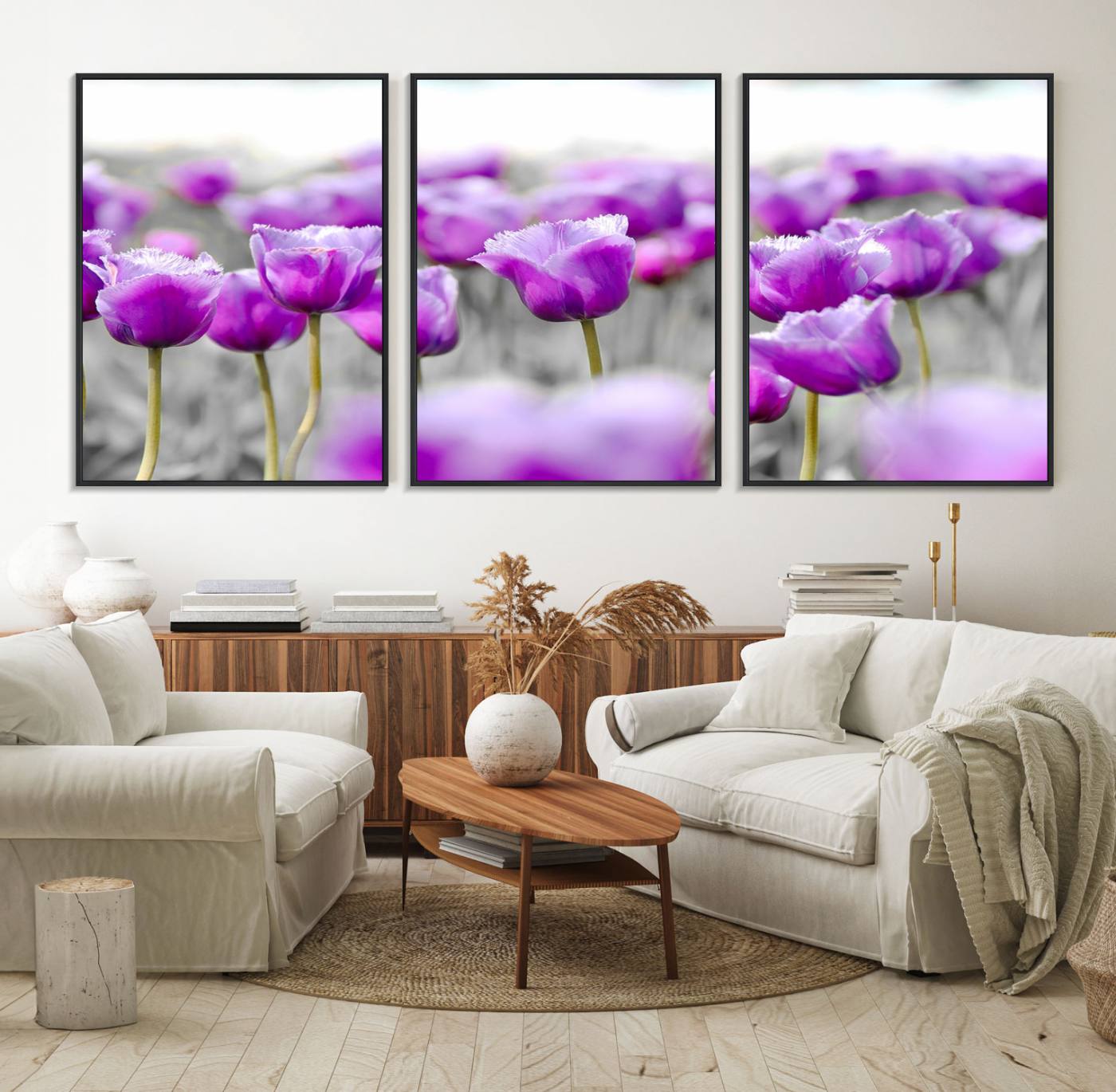 65187-MGV-FC-60X30-3P_Black-Tulip Fields Canvas Wall Art Print
