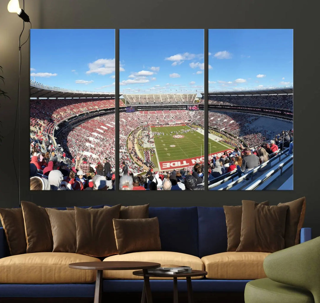 The University of Alabama Crimson Tide Football Team Print - Tuscaloosa Bryant-Denny Stadium Wall Art Canvas Print captures every vibrant detail with a gallery-quality finish that rivals any premium canvas masterpiece.