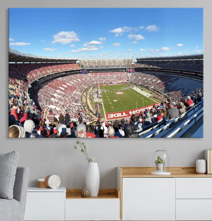 The University of Alabama Crimson Tide Football Team Print - Tuscaloosa Bryant-Denny Stadium Wall Art Canvas Print captures every vibrant detail with a gallery-quality finish that rivals any premium canvas masterpiece.