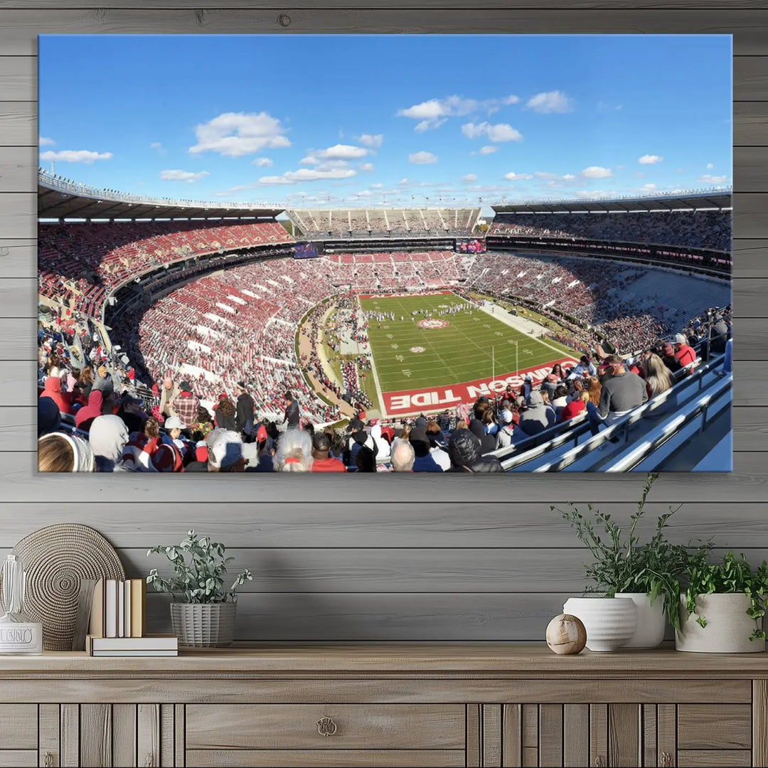 The University of Alabama Crimson Tide Football Team Print - Tuscaloosa Bryant-Denny Stadium Wall Art Canvas Print captures every vibrant detail with a gallery-quality finish that rivals any premium canvas masterpiece.