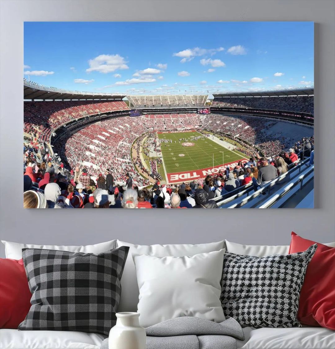 The University of Alabama Crimson Tide Football Team Print - Tuscaloosa Bryant-Denny Stadium Wall Art Canvas Print captures every vibrant detail with a gallery-quality finish that rivals any premium canvas masterpiece.