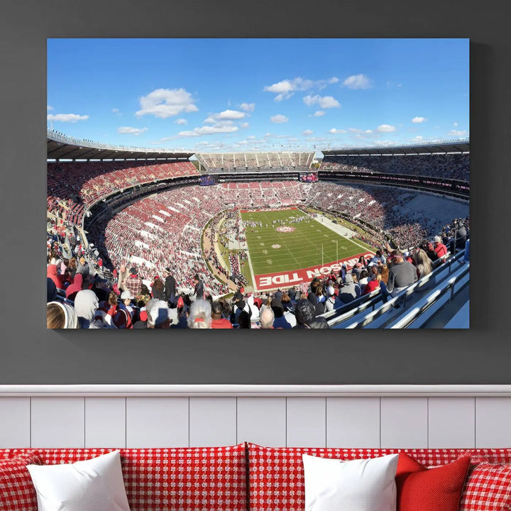 The University of Alabama Crimson Tide Football Team Print - Tuscaloosa Bryant-Denny Stadium Wall Art Canvas Print captures every vibrant detail with a gallery-quality finish that rivals any premium canvas masterpiece.