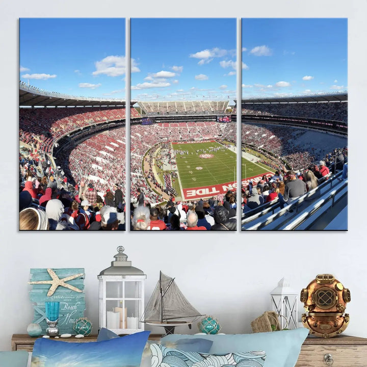 The University of Alabama Crimson Tide Football Team Print - Tuscaloosa Bryant-Denny Stadium Wall Art Canvas Print captures every vibrant detail with a gallery-quality finish that rivals any premium canvas masterpiece.