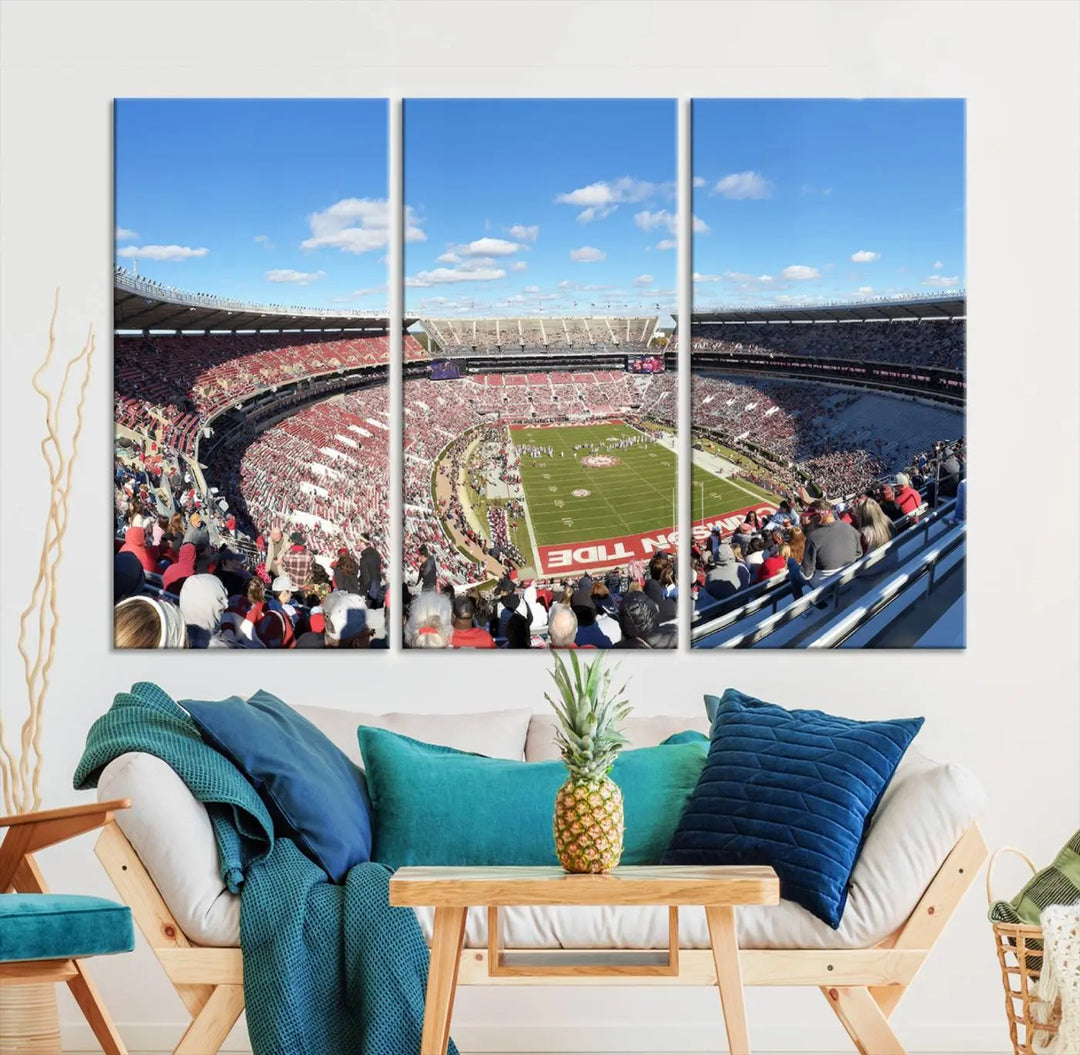 The University of Alabama Crimson Tide Football Team Print - Tuscaloosa Bryant-Denny Stadium Wall Art Canvas Print captures every vibrant detail with a gallery-quality finish that rivals any premium canvas masterpiece.