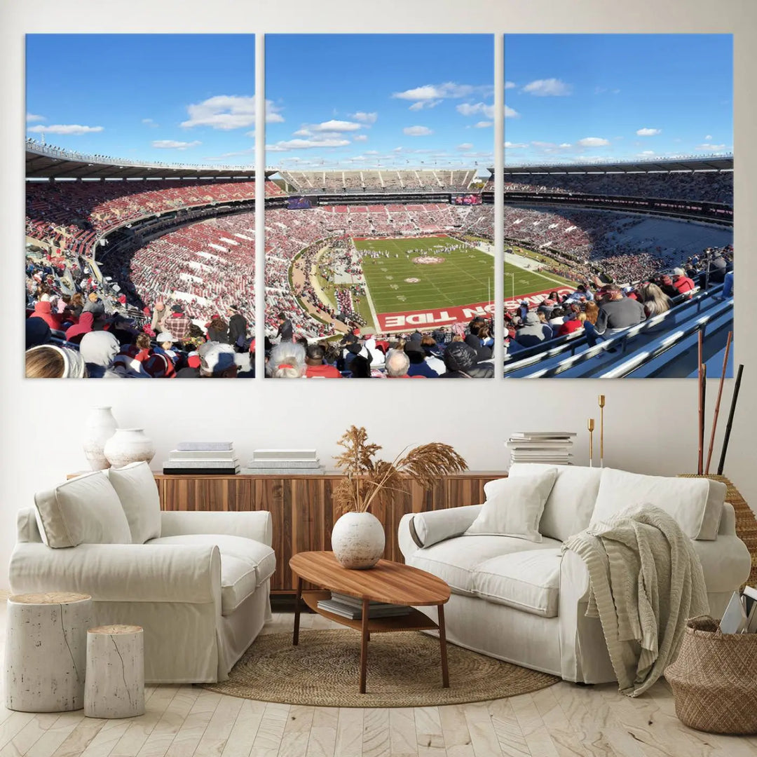 The University of Alabama Crimson Tide Football Team Print - Tuscaloosa Bryant-Denny Stadium Wall Art Canvas Print captures every vibrant detail with a gallery-quality finish that rivals any premium canvas masterpiece.