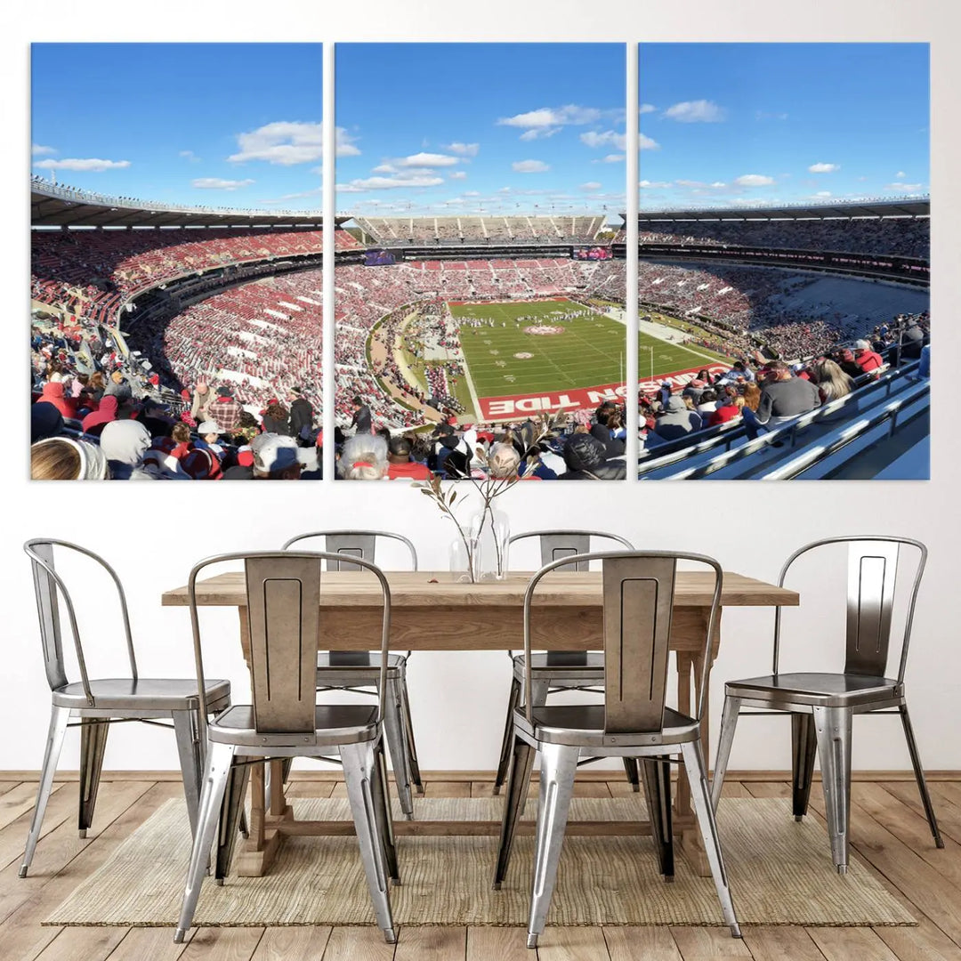 The University of Alabama Crimson Tide Football Team Print - Tuscaloosa Bryant-Denny Stadium Wall Art Canvas Print captures every vibrant detail with a gallery-quality finish that rivals any premium canvas masterpiece.