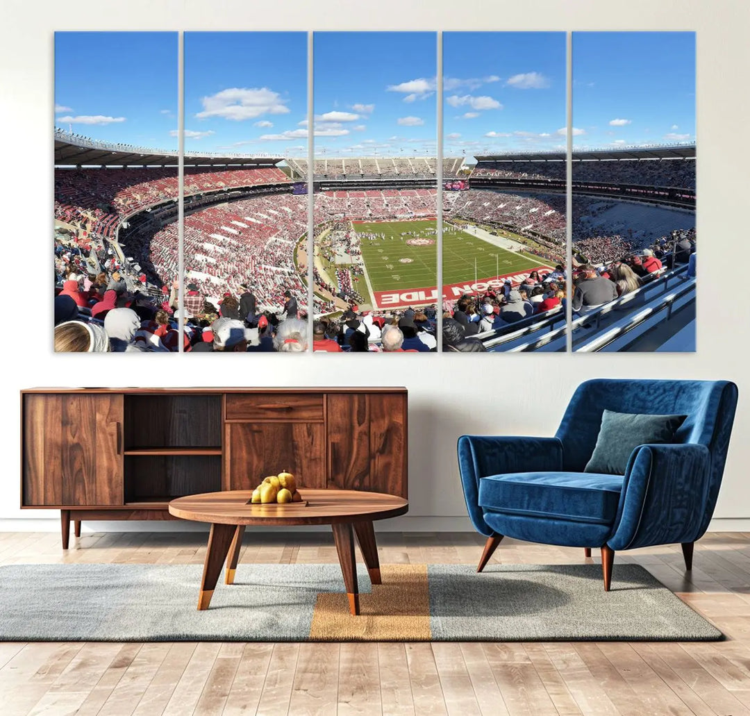 The University of Alabama Crimson Tide Football Team Print - Tuscaloosa Bryant-Denny Stadium Wall Art Canvas Print captures every vibrant detail with a gallery-quality finish that rivals any premium canvas masterpiece.