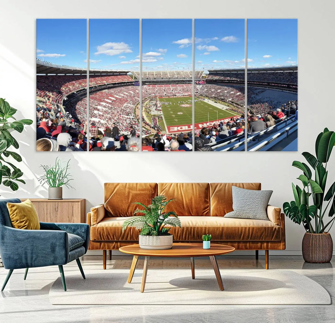 The University of Alabama Crimson Tide Football Team Print - Tuscaloosa Bryant-Denny Stadium Wall Art Canvas Print captures every vibrant detail with a gallery-quality finish that rivals any premium canvas masterpiece.