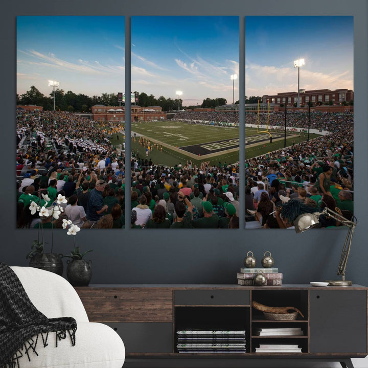 University of Charlotte 49ers Football Team Print - Charlotte Jerry Richardson Stadium Wall Art Canvas Print