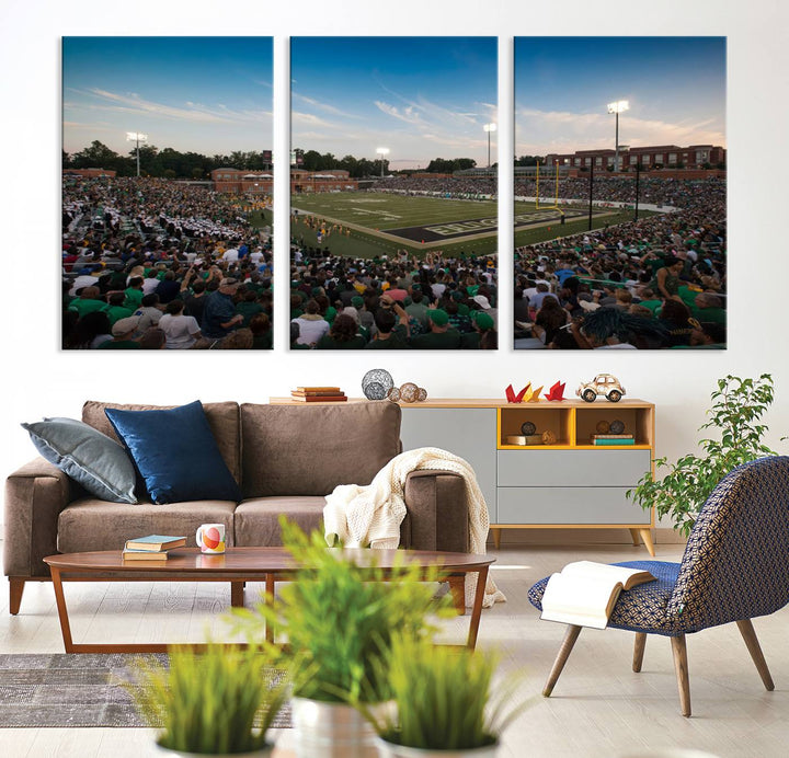 12290-MGV-CV-36X24-University of Charlotte 49ers Football Team Print - Charlotte Jerry Richardson Stadium Wall Art Canvas Print