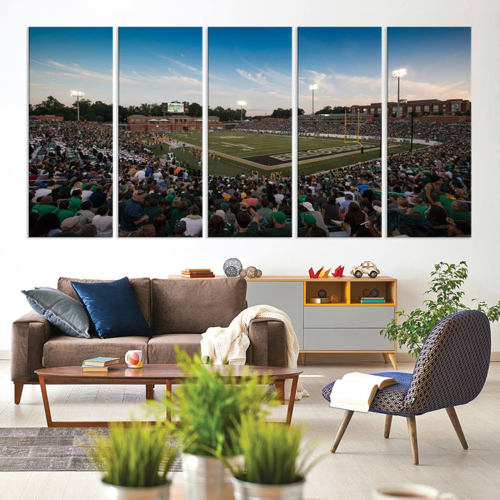 12290-MGV-CV-36X24-University of Charlotte 49ers Football Team Print - Charlotte Jerry Richardson Stadium Wall Art Canvas Print