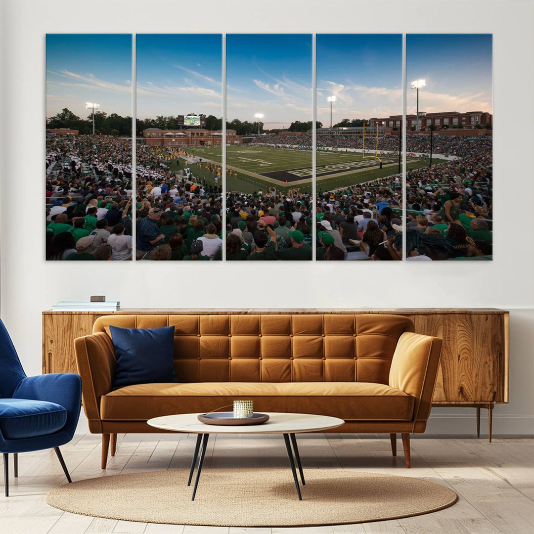12290-MGV-CV-36X24-University of Charlotte 49ers Football Team Print - Charlotte Jerry Richardson Stadium Wall Art Canvas Print