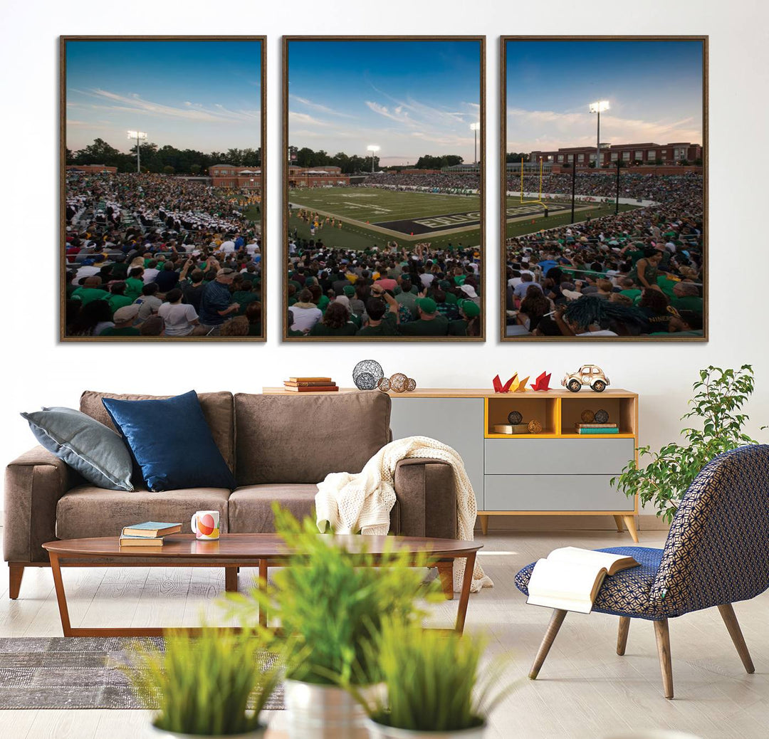 12290-MGV-CV-36X24-University of Charlotte 49ers Football Team Print - Charlotte Jerry Richardson Stadium Wall Art Canvas Print