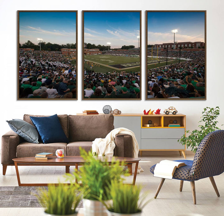 12290-MGV-CV-36X24-University of Charlotte 49ers Football Team Print - Charlotte Jerry Richardson Stadium Wall Art Canvas Print