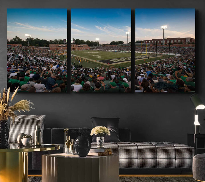 University of Charlotte 49ers Football Team Print - Charlotte Jerry Richardson Stadium Wall Art Canvas Print