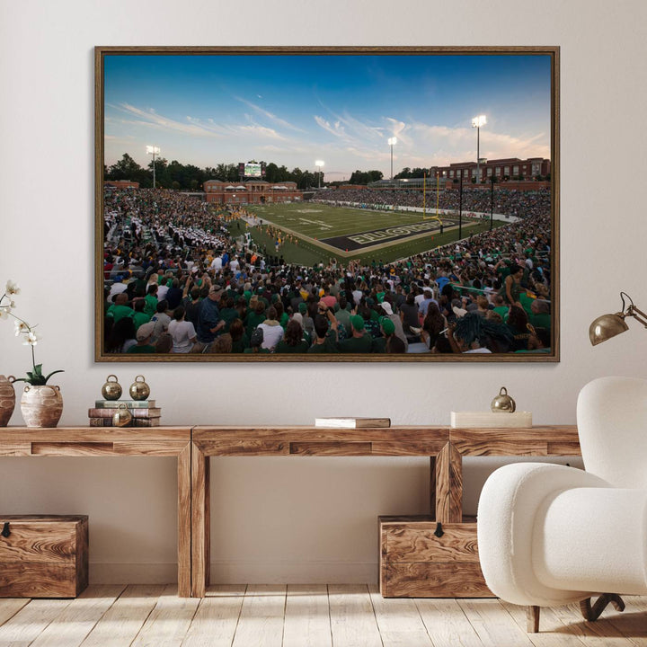 12290-MGV-FC-36X24_Walnut-University of Charlotte 49ers Football Team Print - Charlotte Jerry Richardson Stadium Wall Art Canvas Print