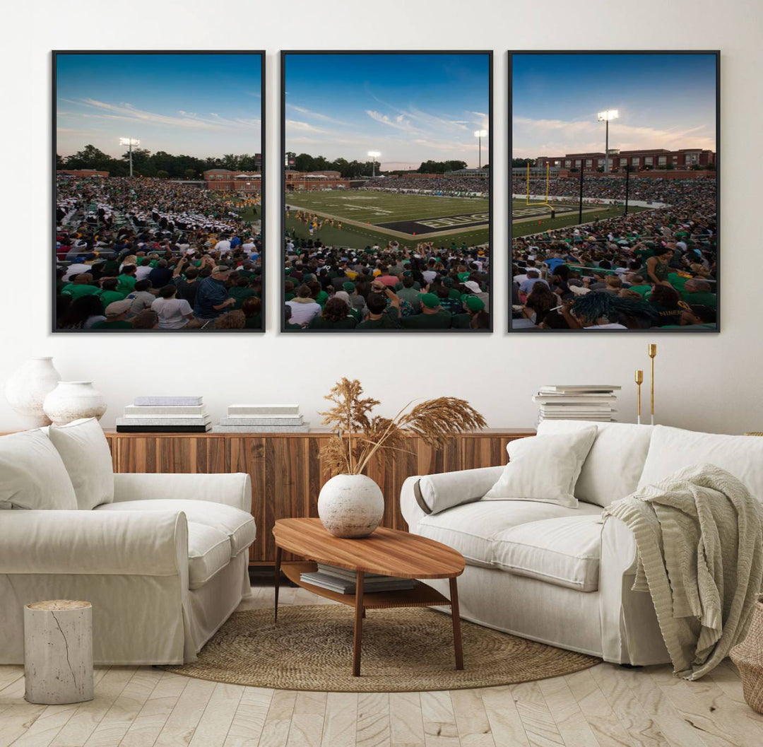 12290-MGV-FC-60X30-3P_Black-University of Charlotte 49ers Football Team Print - Charlotte Jerry Richardson Stadium Wall Art Canvas Print