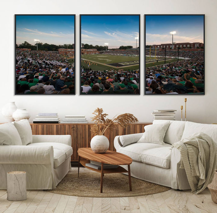 12290-MGV-FC-60X30-3P_Black-University of Charlotte 49ers Football Team Print - Charlotte Jerry Richardson Stadium Wall Art Canvas Print