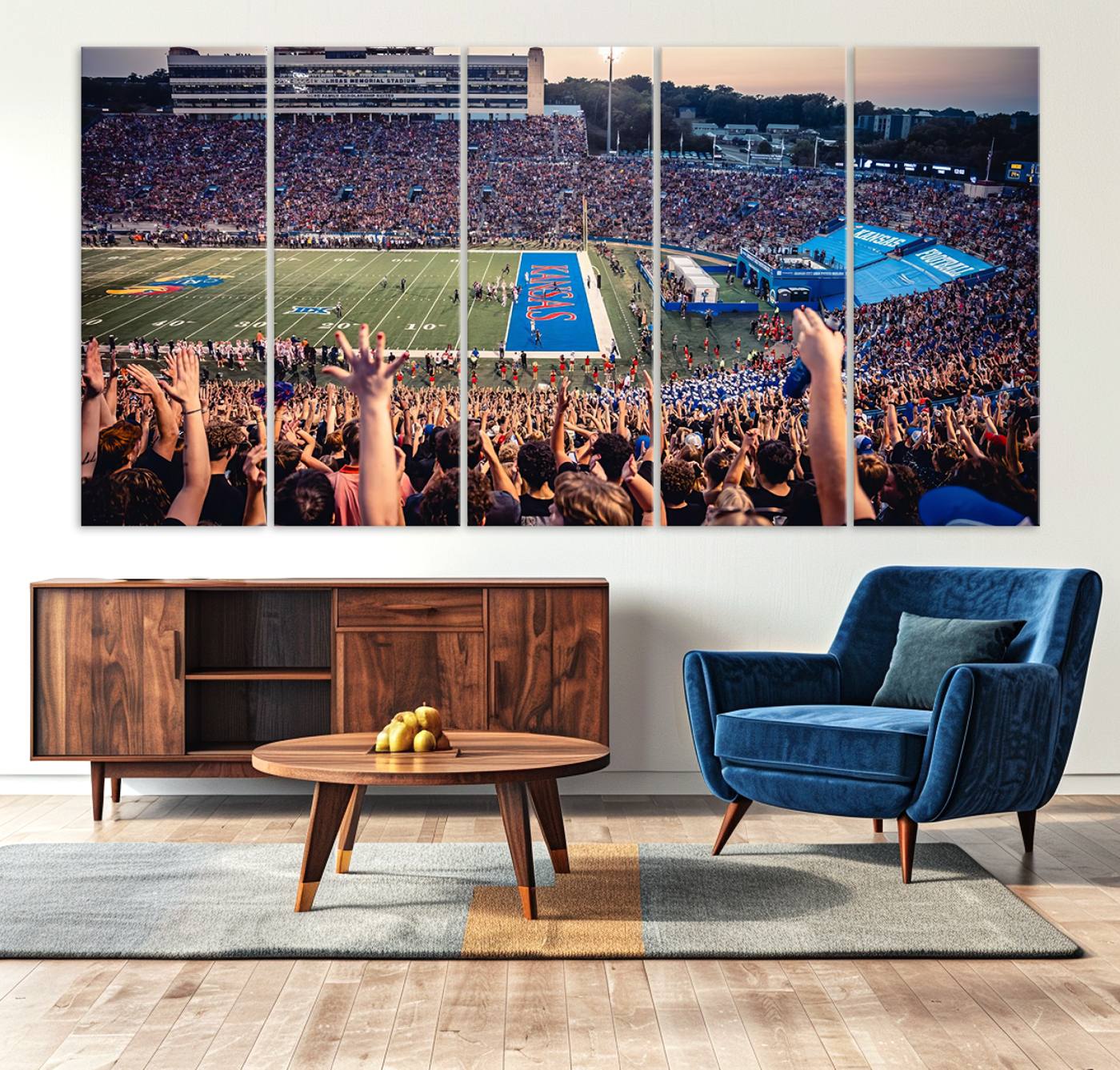 40169-MGV-CV-36X24-University of Kansas Jayhawks Football Team Art Print - Lawrence Kansas Memorial Stadium Wall Art Canvas Print