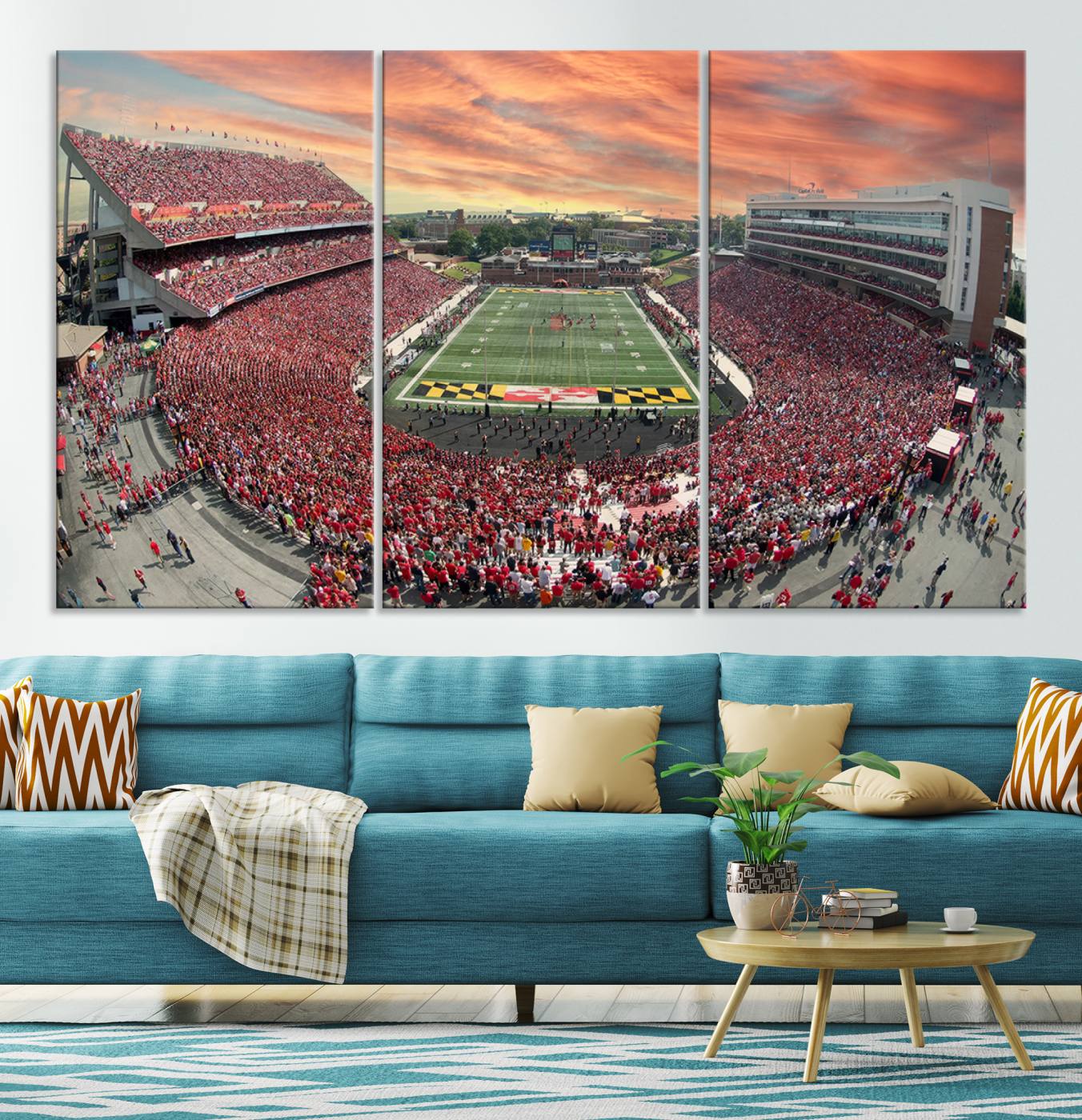 24140-MGV-CV-36X24-University of Maryland Terrapins Football Team Print - College Park SECU Stadium Wall Art Canvas Print