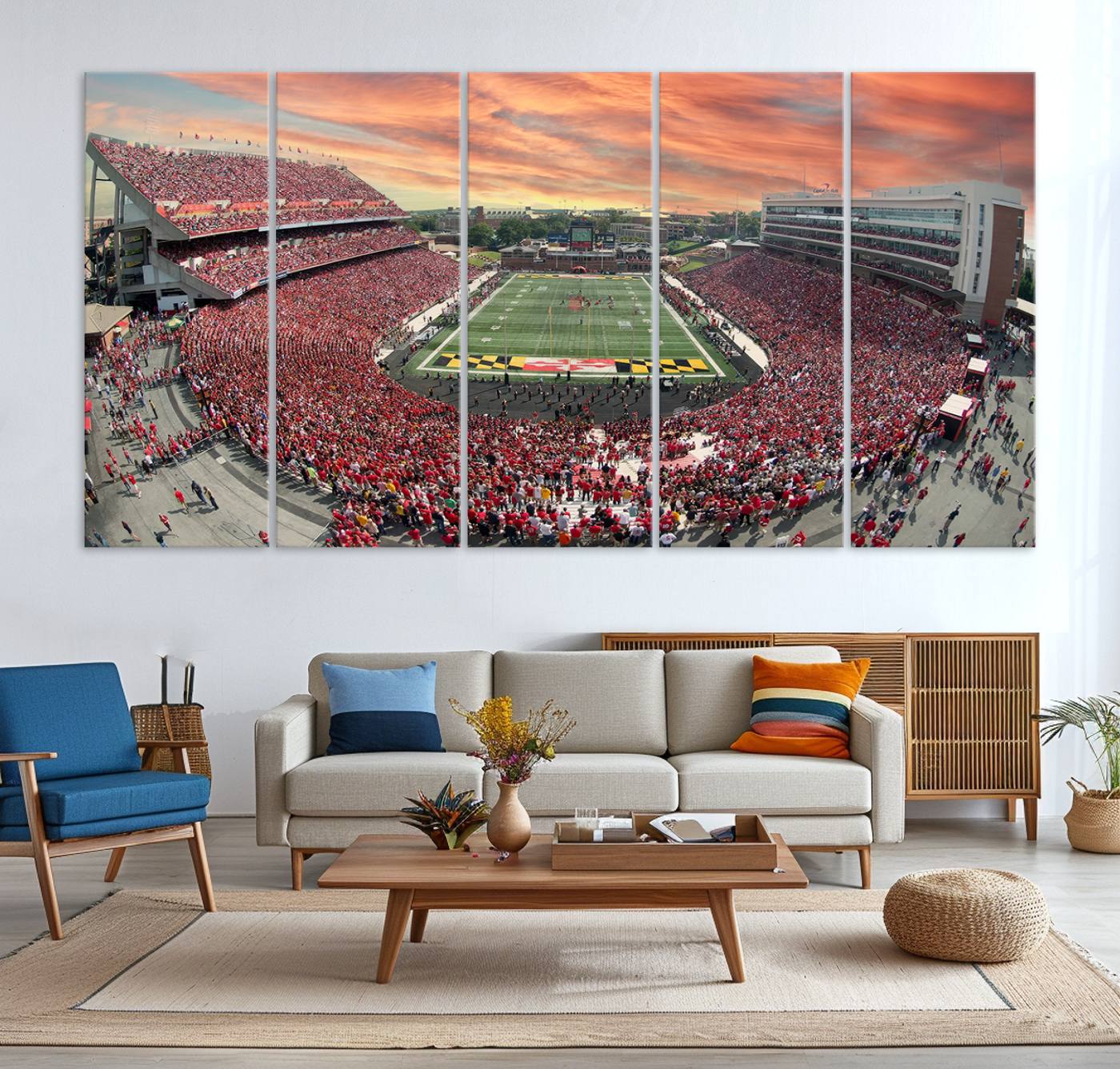 24140-MGV-CV-36X24-University of Maryland Terrapins Football Team Print - College Park SECU Stadium Wall Art Canvas Print