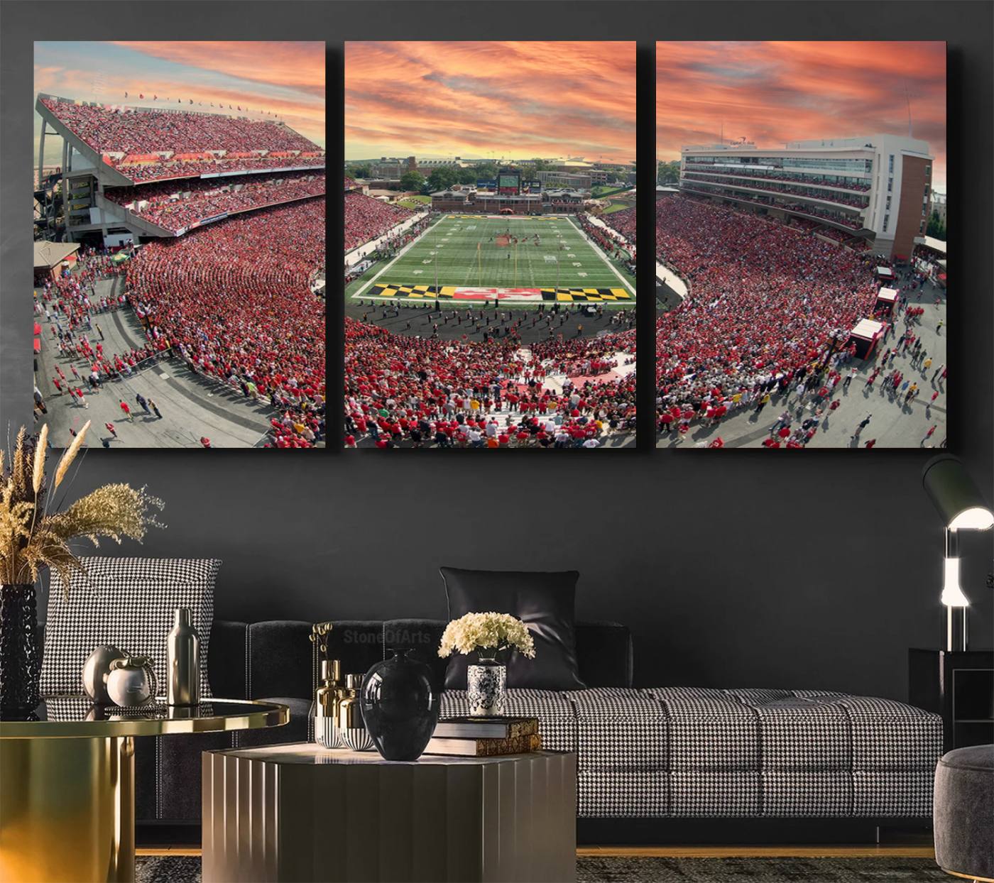 24140-MGV-CV-60X30-3P-University of Maryland Terrapins Football Team Print - College Park SECU Stadium Wall Art Canvas Print