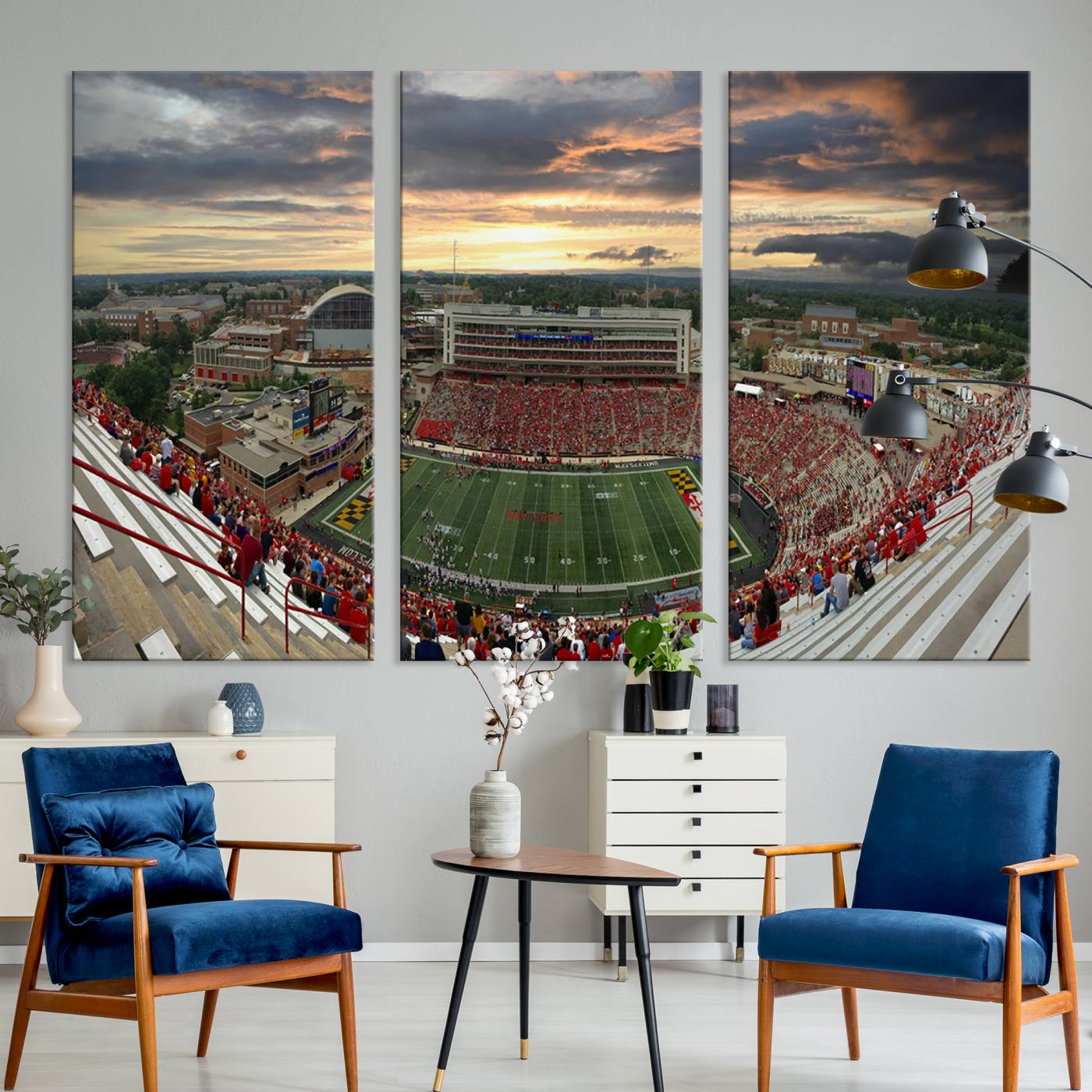 29993-MGV-CV-36X24-University of Maryland Terrapins Football Team Print - College Park SECU Stadium Wall Art Canvas Print