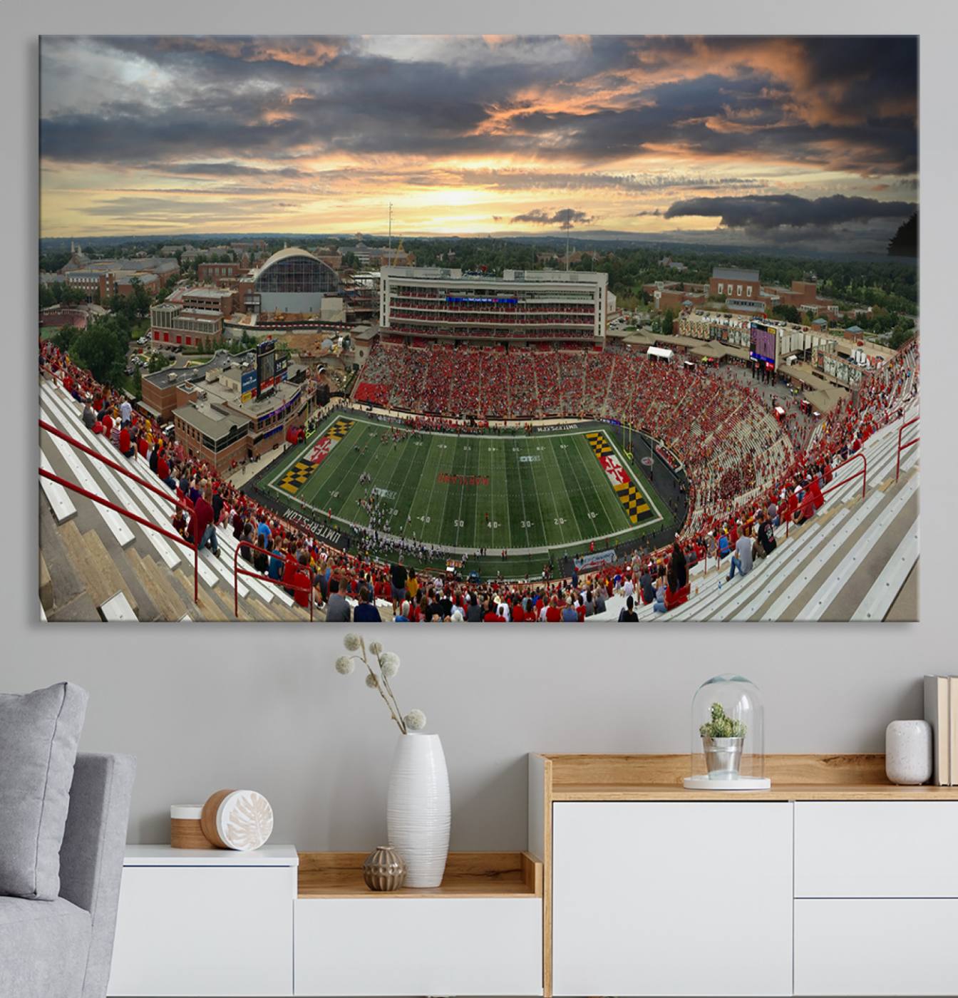 29993-MGV-CV-36X24-University of Maryland Terrapins Football Team Print - College Park SECU Stadium Wall Art Canvas Print