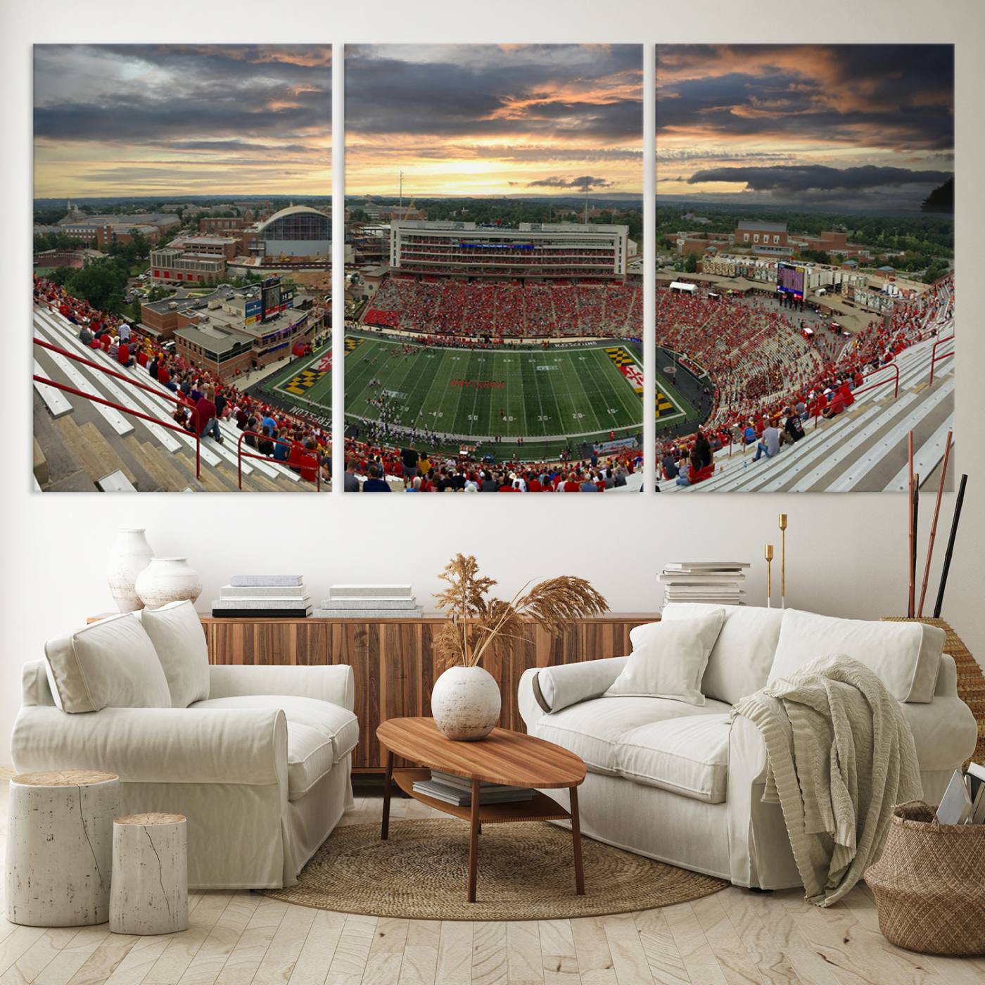 29993-MGV-CV-36X24-University of Maryland Terrapins Football Team Print - College Park SECU Stadium Wall Art Canvas Print