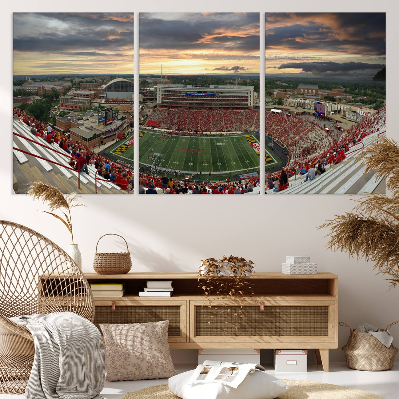 29993-MGV-CV-36X24-University of Maryland Terrapins Football Team Print - College Park SECU Stadium Wall Art Canvas Print