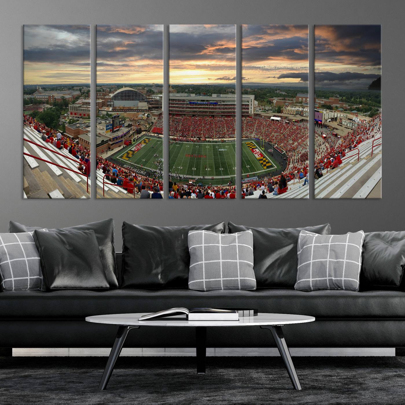 29993-MGV-CV-36X24-University of Maryland Terrapins Football Team Print - College Park SECU Stadium Wall Art Canvas Print