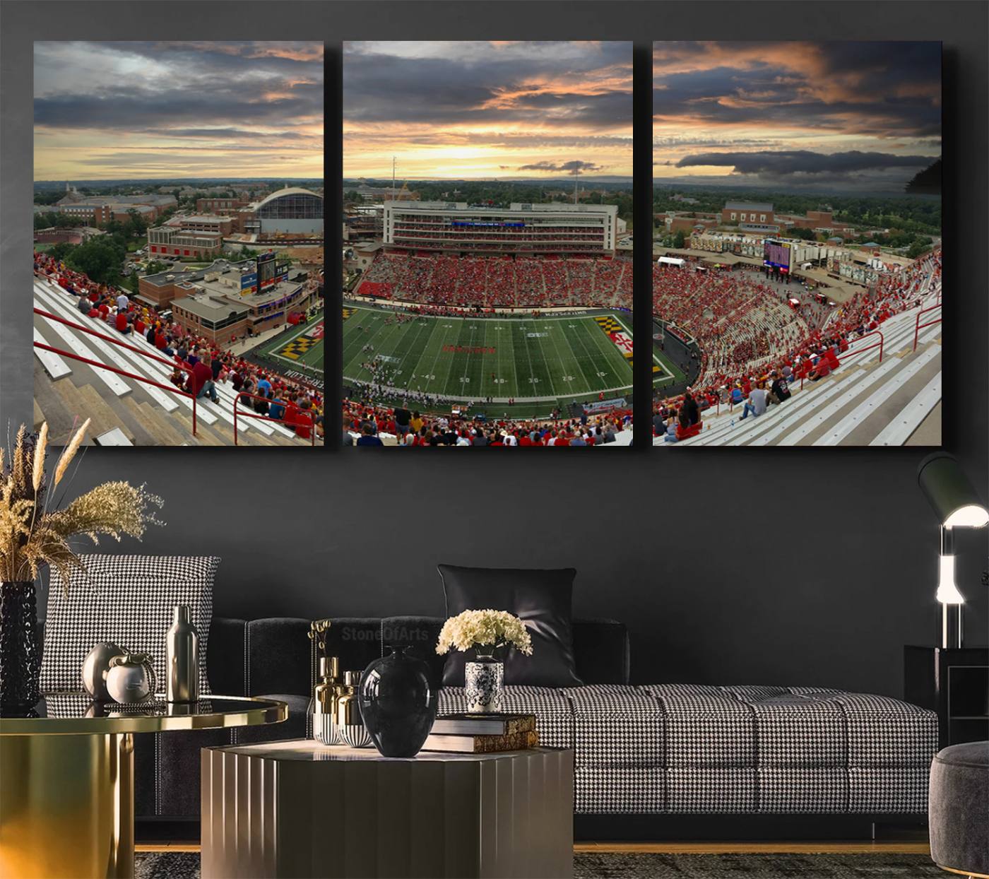 29993-MGV-CV-60X30-3P-University of Maryland Terrapins Football Team Print - College Park SECU Stadium Wall Art Canvas Print