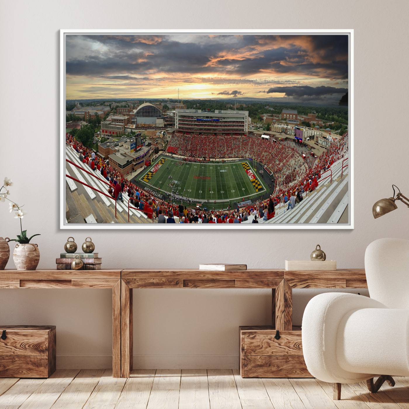29993-MGV-FC-36X24_White-University of Maryland Terrapins Football Team Print - College Park SECU Stadium Wall Art Canvas Print