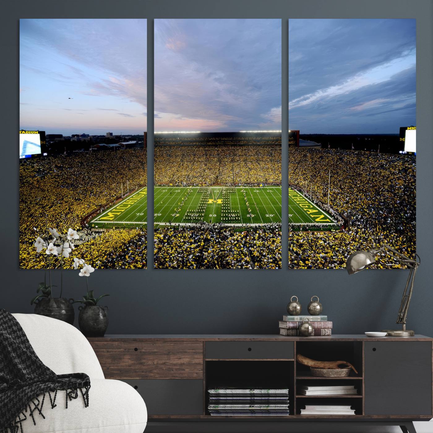 82641-MGV-CV-36X24-University of Michigan Wolverines Football Team Print - Ann Arbor Michigan Stadium Wall Art Canvas Print