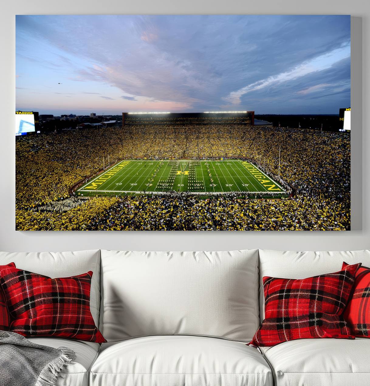 82641-MGV-CV-36X24-University of Michigan Wolverines Football Team Print - Ann Arbor Michigan Stadium Wall Art Canvas Print