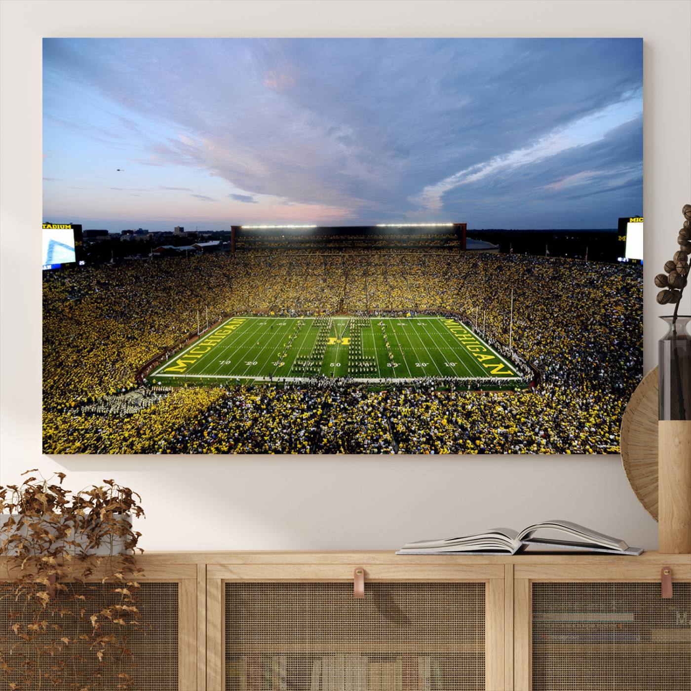 82641-MGV-CV-36X24-University of Michigan Wolverines Football Team Print - Ann Arbor Michigan Stadium Wall Art Canvas Print