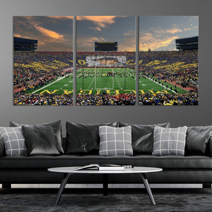 81843-MGV-CV-36X24-University of Michigan Wolverines Print Canvas, Football Team Print - Ann Arbor Michigan Stadium Wall Art Canvas Print