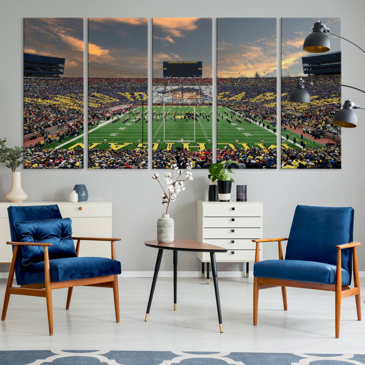 81843-MGV-CV-36X24-University of Michigan Wolverines Print Canvas, Football Team Print - Ann Arbor Michigan Stadium Wall Art Canvas Print