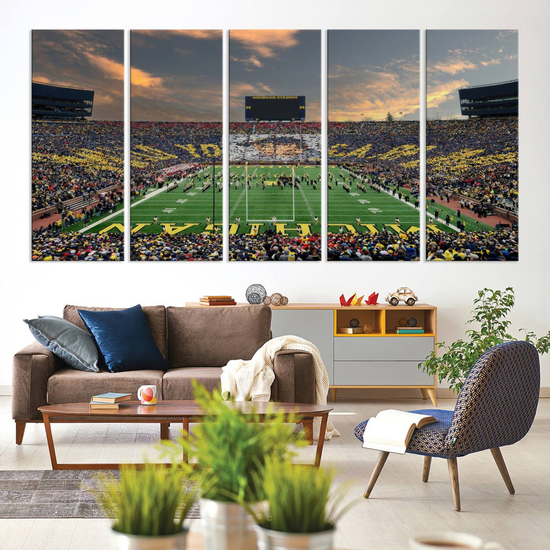 81843-MGV-CV-36X24-University of Michigan Wolverines Print Canvas, Football Team Print - Ann Arbor Michigan Stadium Wall Art Canvas Print