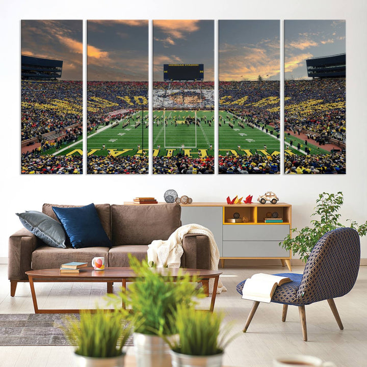 81843-MGV-CV-36X24-University of Michigan Wolverines Print Canvas, Football Team Print - Ann Arbor Michigan Stadium Wall Art Canvas Print