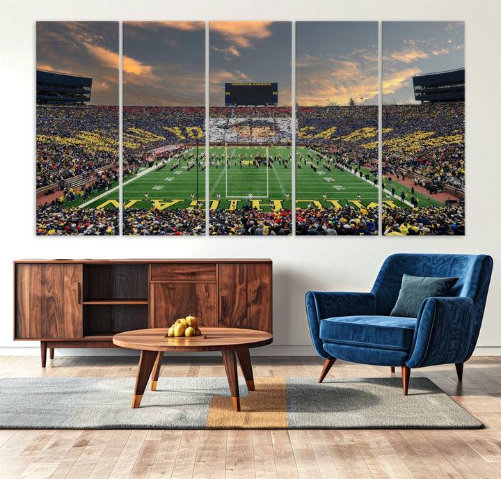 81843-MGV-CV-36X24-University of Michigan Wolverines Print Canvas, Football Team Print - Ann Arbor Michigan Stadium Wall Art Canvas Print