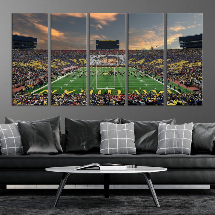 81843-MGV-CV-36X24-University of Michigan Wolverines Print Canvas, Football Team Print - Ann Arbor Michigan Stadium Wall Art Canvas Print