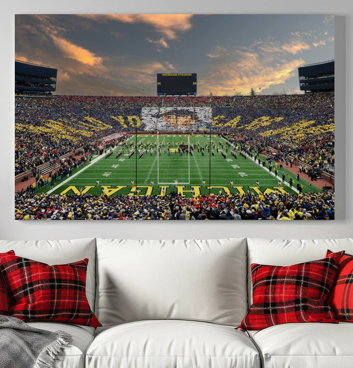 University of Michigan Wolverines Print Canvas, Football Team Print - Ann Arbor Michigan Stadium Wall Art Canvas Print