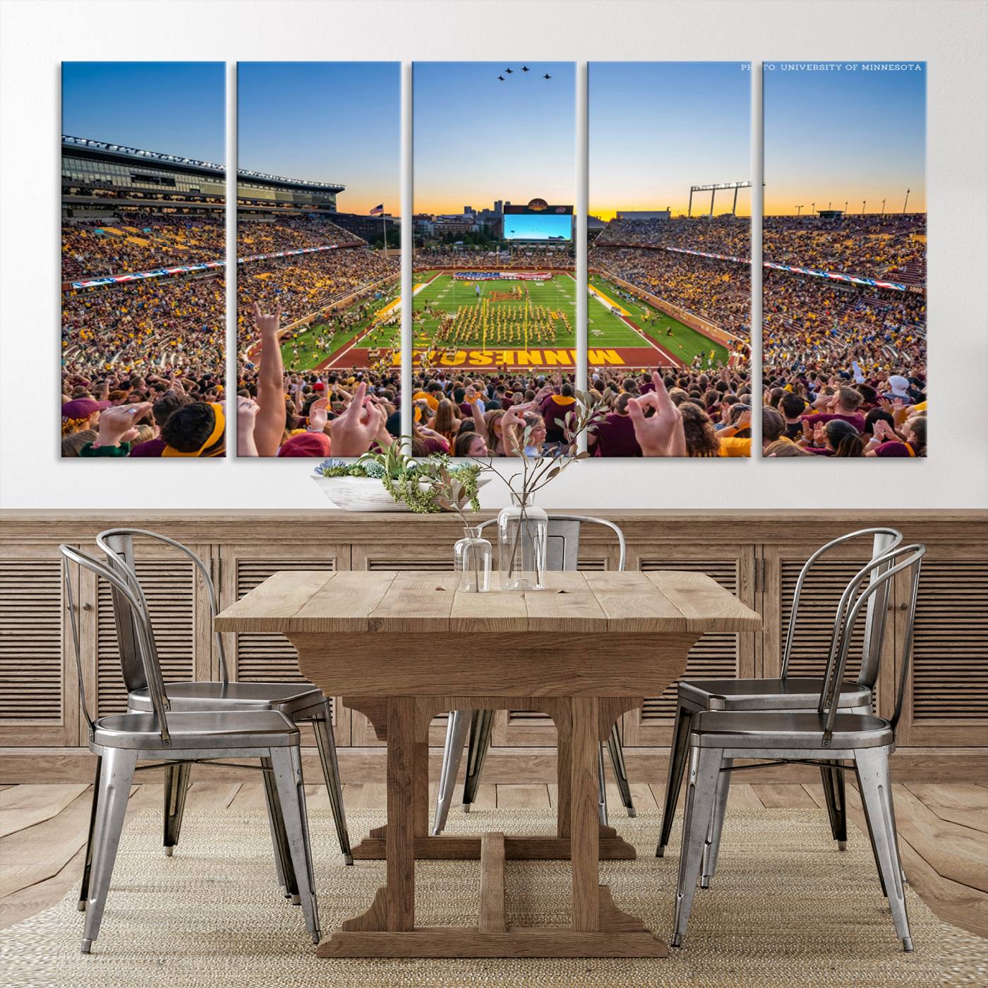 63452-MGV-CV-36X24-University of Minnesota Golden Gophers Football Team Print - Minneapolis Huntington Bank Stadium Canvas Print