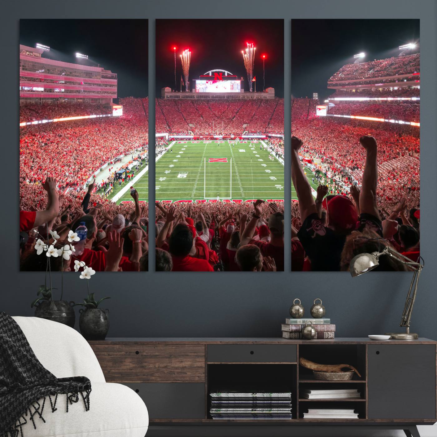 University of Nebraska Cornhuskers Football Team Print - Lincoln Memorial Stadium Wall Art Canvas Print
