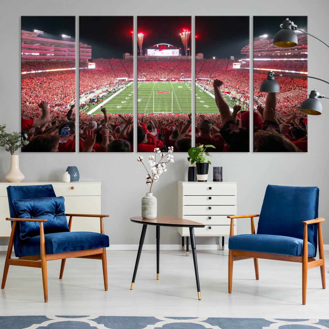 43351-MGV-CV-36X24-University of Nebraska Cornhuskers Football Team Print - Lincoln Memorial Stadium Wall Art Canvas Print