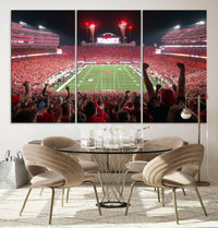 University of Nebraska Cornhuskers Football Team Print - Lincoln Memorial Stadium Wall Art Canvas Print