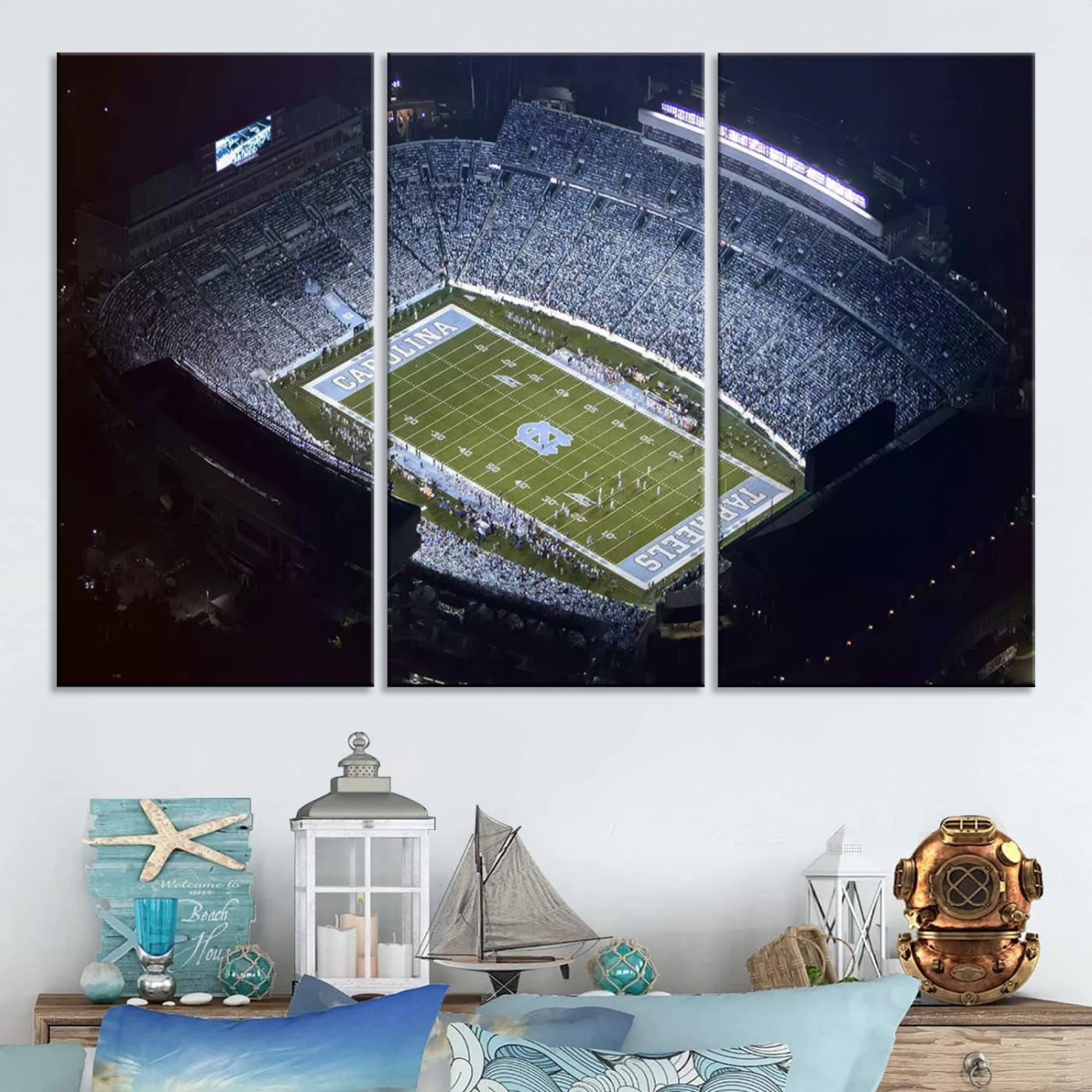 88375-MGV-CV-48X32-3P-University of North Carolina Tar Heels Football Team Print - Chapel Hill Kenan Memorial Stadium Canvas Print