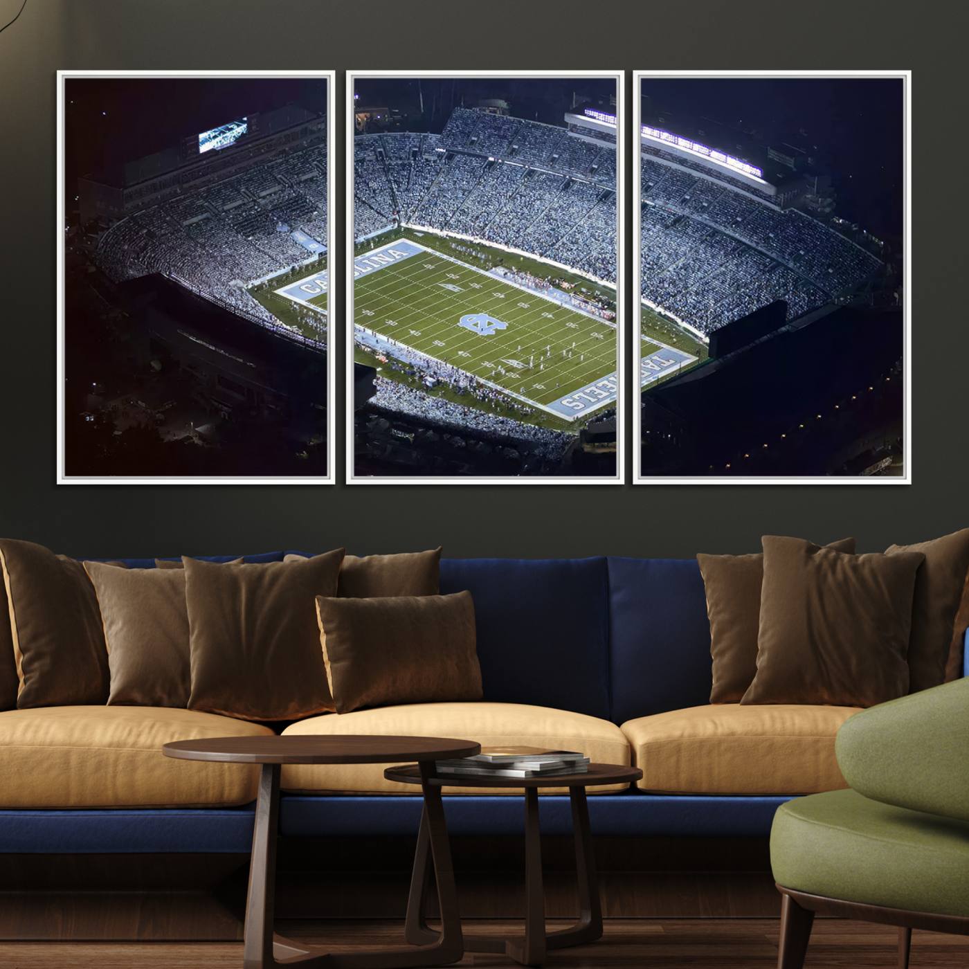 88375-MGV-FC-60X30-3P_White-University of North Carolina Tar Heels Football Team Print - Chapel Hill Kenan Memorial Stadium Canvas Print