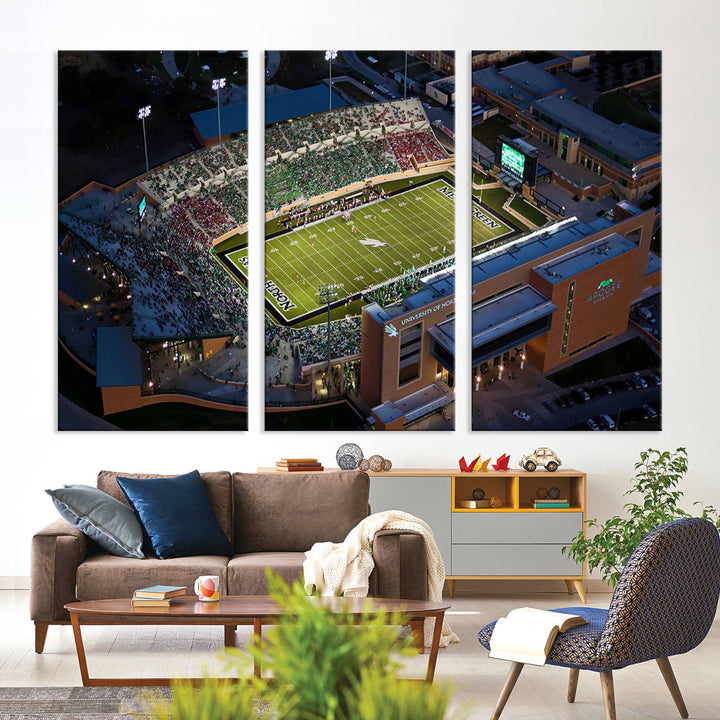 University of North Texas Mean Green Football Artwork, Football Team Print - Denton DATCU Stadium Wall Art Canvas Print